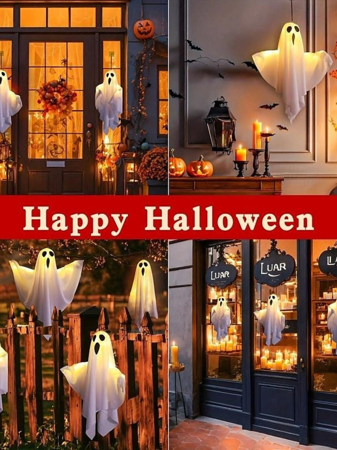 Lumière Décorative D'Ambiance à Suspendre en Forme de Fantôme pour Halloween