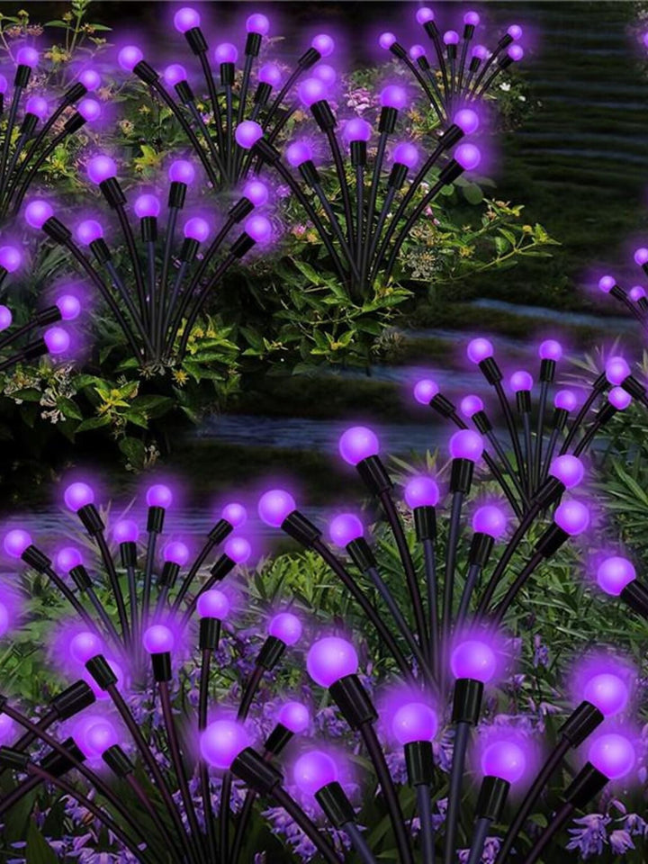 Lampes Solaires de Pelouse en Acier Inoxydable Étanches Violettes en Forme de Lucioles