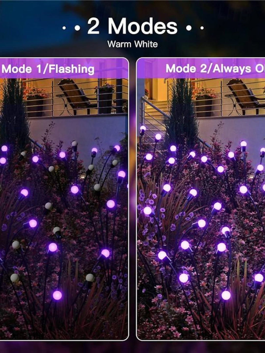 Lampes Solaires de Pelouse en Acier Inoxydable Étanches Violettes en Forme de Lucioles