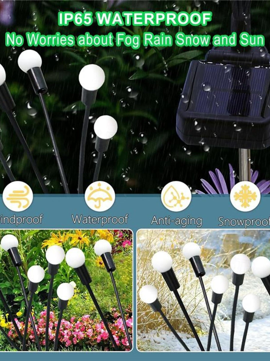 Lampes Solaires de Pelouse en Acier Inoxydable Étanches Violettes en Forme de Lucioles