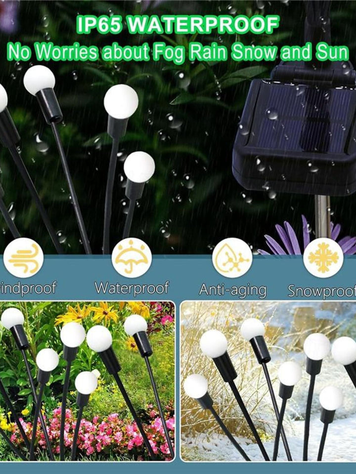 Lampes Solaires de Pelouse en Acier Inoxydable Étanches Violettes en Forme de Lucioles