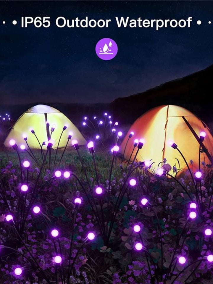 Lampes Solaires de Pelouse en Acier Inoxydable Étanches Violettes en Forme de Lucioles