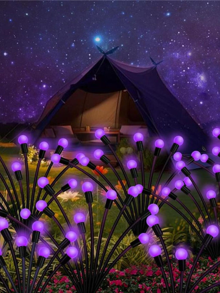 Lampes Solaires de Pelouse en Acier Inoxydable Étanches Violettes en Forme de Lucioles