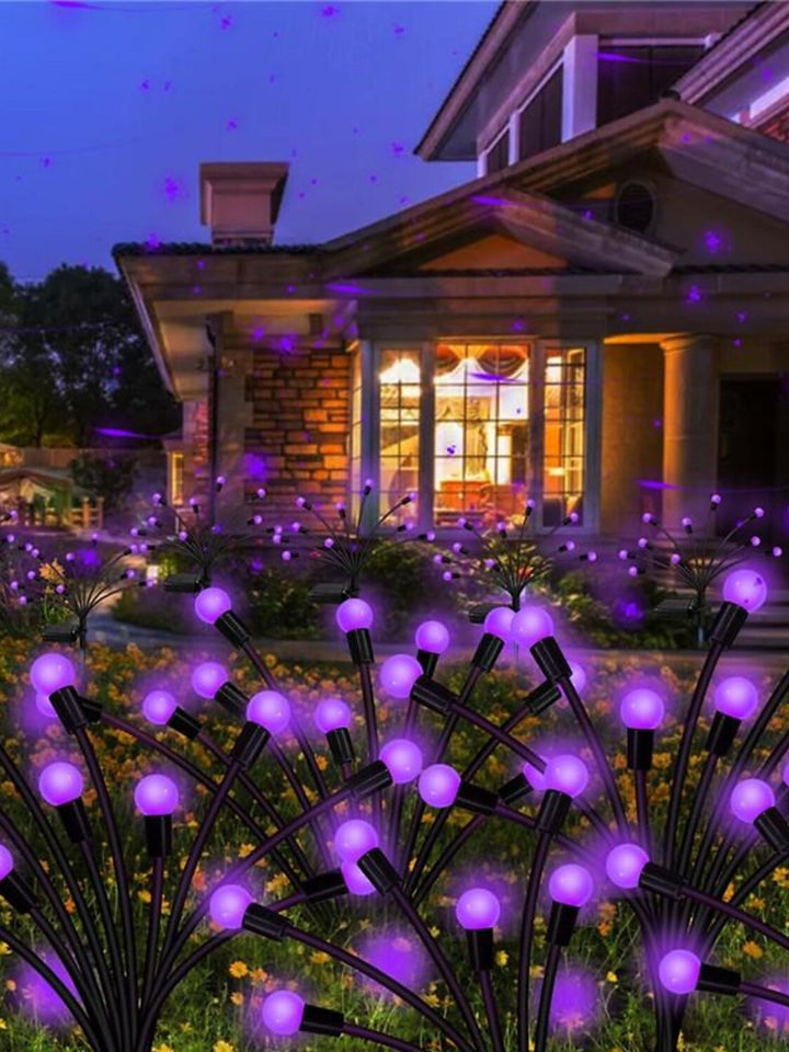Lampes Solaires de Pelouse en Acier Inoxydable Étanches Violettes en Forme de Lucioles