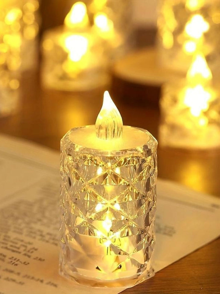 Bougies Sans Flamme en Cristal Rétro avec Lumières D'Ambiance (3 Photos de L'Ensemble)