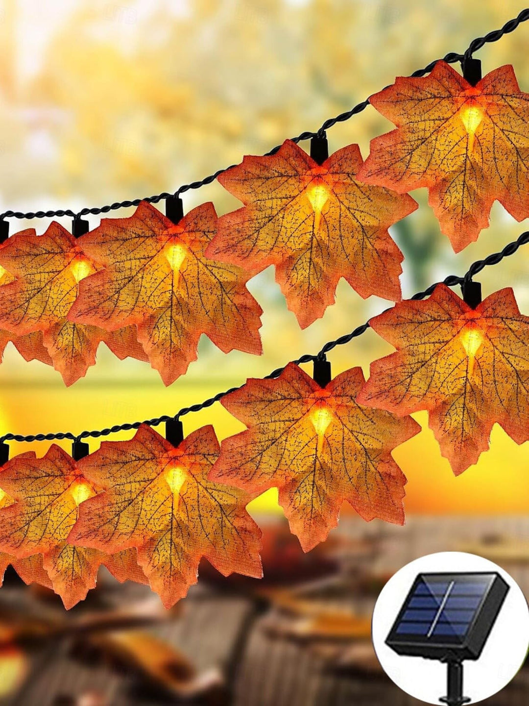 Guirlande Lumineuse D'Ambiance en Feuille D'Érable Artificielle pour Halloween/Automne