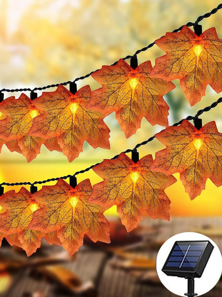 Guirlande Lumineuse D'Ambiance en Feuille D'Érable Artificielle pour Halloween/Automne