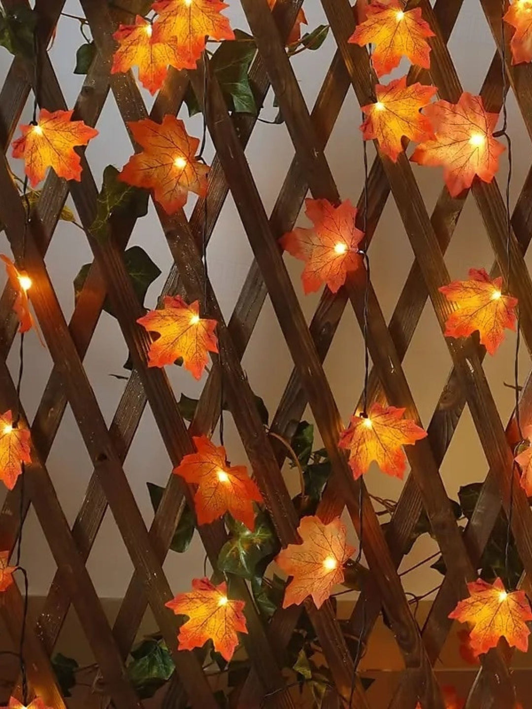Guirlande Lumineuse D'Ambiance en Feuille D'Érable Artificielle pour Halloween/Automne