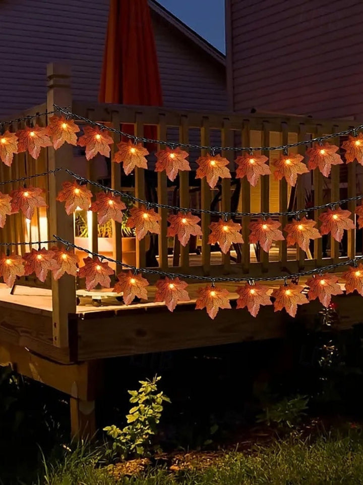 Guirlande Lumineuse D'Ambiance en Feuille D'Érable Artificielle pour Halloween/Automne
