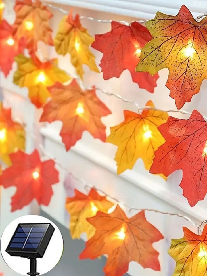 Guirlande Lumineuse D'Ambiance en Feuille D'Érable Artificielle pour Halloween/Automne