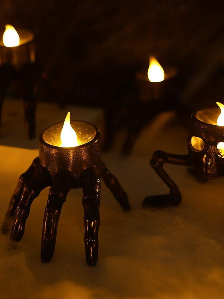 Bougie led Vintage Squelette pour Halloween - Lumière D'Ambiance