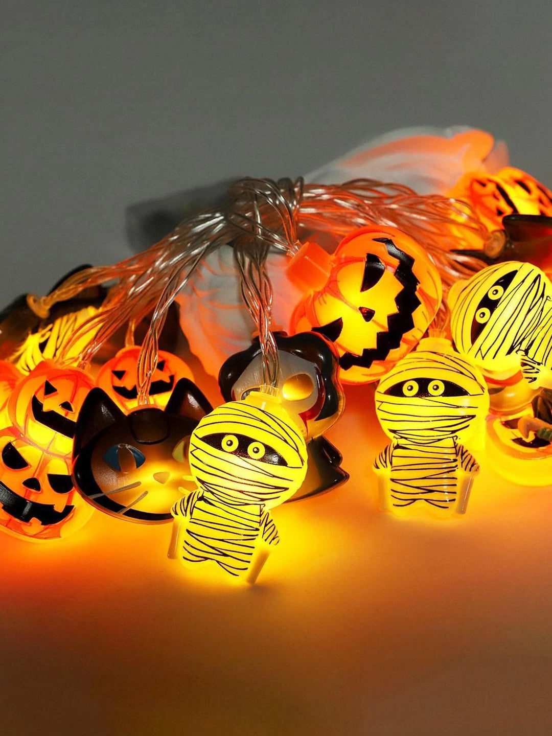 Mini Guirlande Lumineuse Décorative en Forme de Citrouille D'Halloween