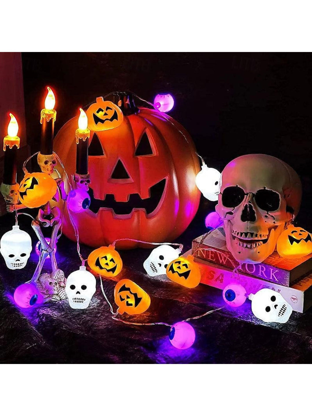 Mini Guirlande Lumineuse Décorative en Forme de Citrouille D'Halloween