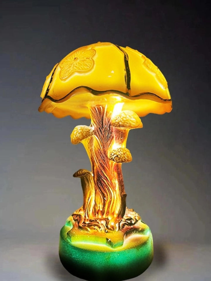 Veilleuse en Forme de Champignon en Vitrail Imitation Exquise pour Halloween