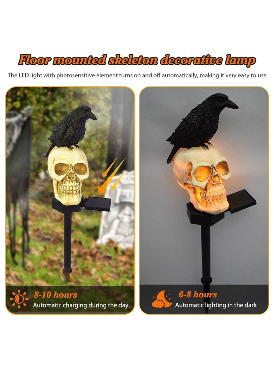 Lanterne Décorative à Insérer Au Sol de la Pelouse en Forme de Citrouille Solaire D'Halloween