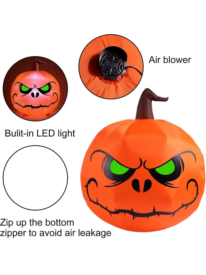 Accessoires de Décoration Lumineuse de Citrouille de Sorcière Gonflable Orange D'Extérieur D'Halloween