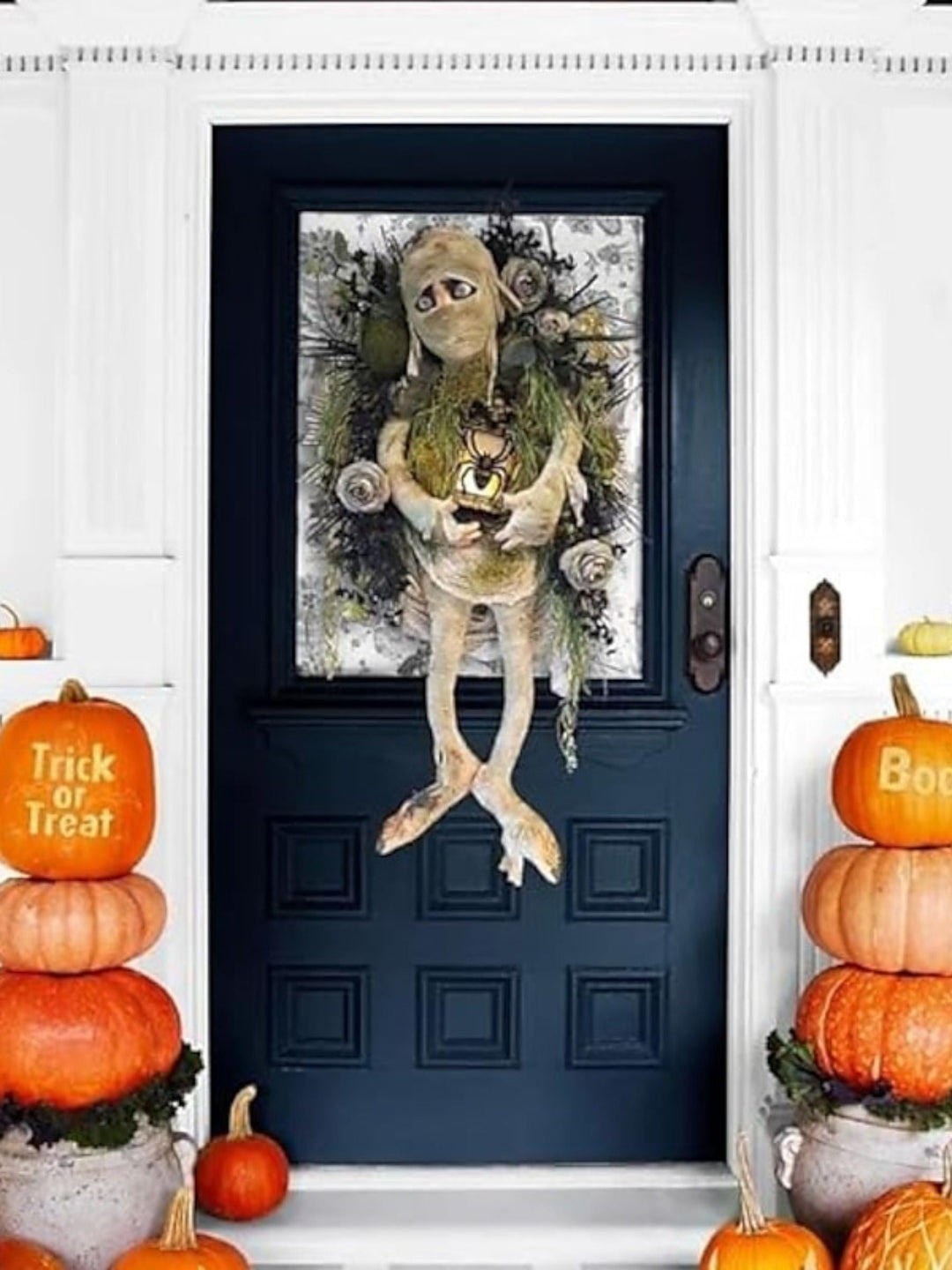 Couronne de Momie Effrayante pour Halloween - Décoration à Suspendre - Accessoires Ronds