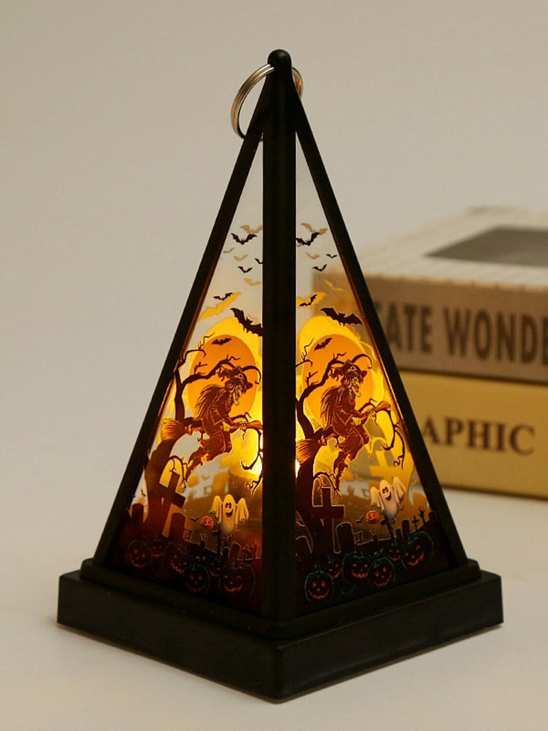 Lanterne Décorative à led Suspendue en Forme de Crâne de Château Triangulaire Vintage pour Halloween