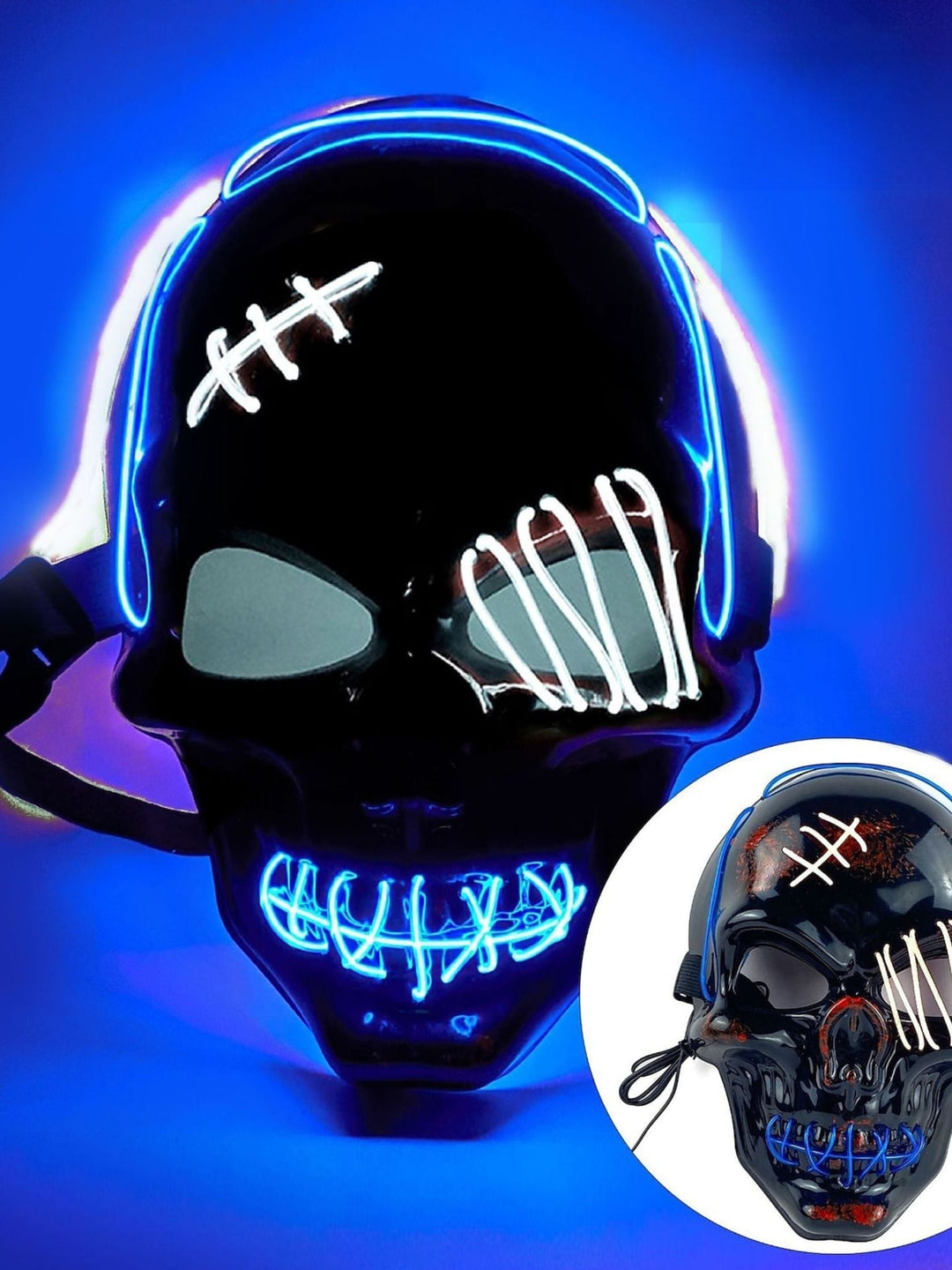 Masque de Déguisement de Pirate avec Tête de Mort et Éclairage led pour Halloween