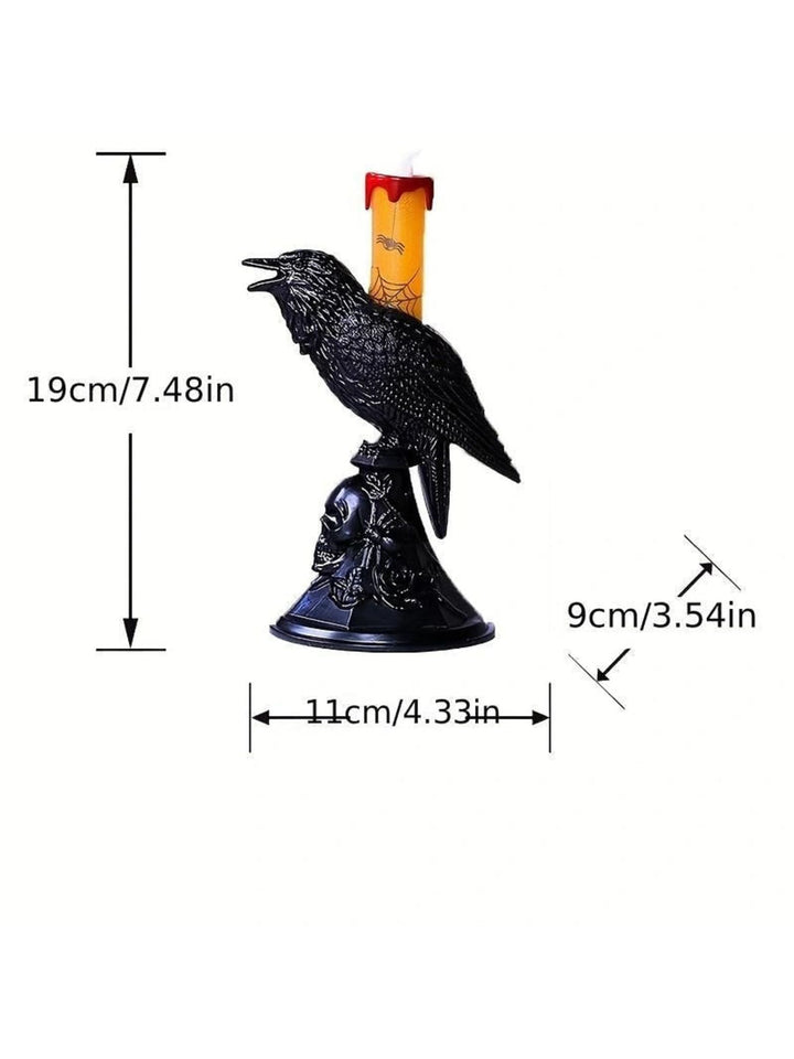 Bougie Décorative Électronique de Bureau en Forme de Corbeau Noir pour Halloween