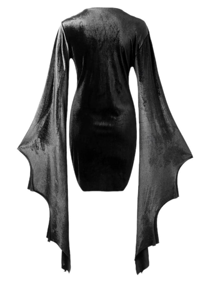 Robe Fourreau/Colonne Verte à Col en V et Manches Longues Chauve-Souris, Courte/Mini, pour Costume de Spectacle D'Halloween