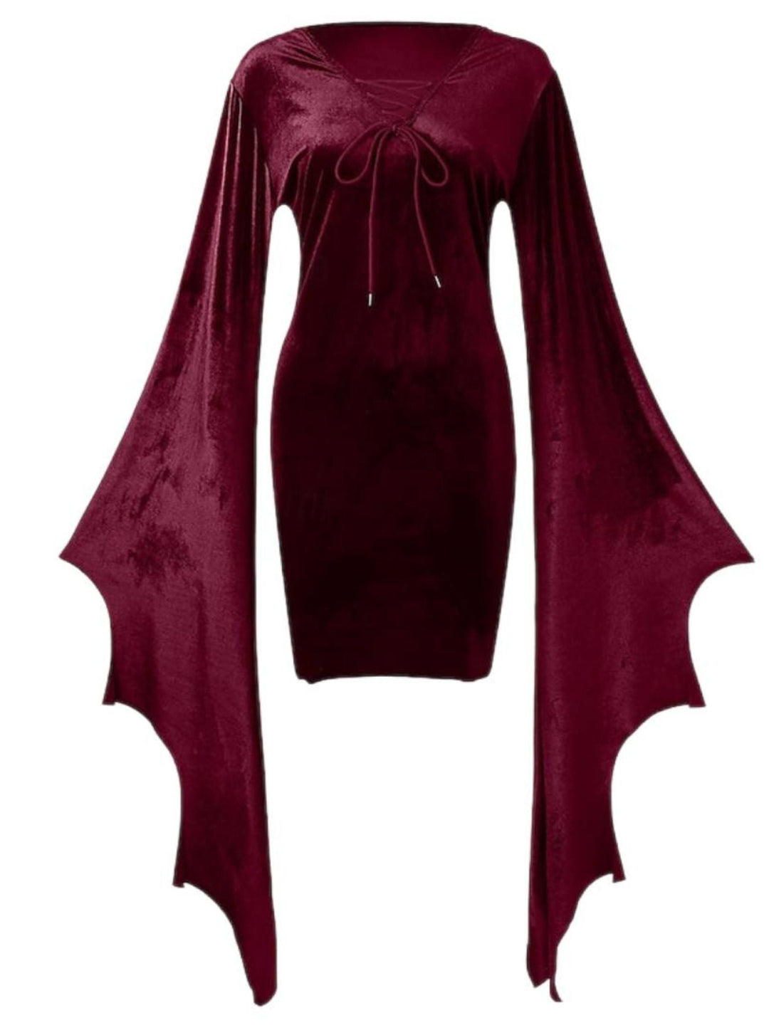 Robe Fourreau/Colonne Verte à Col en V et Manches Longues Chauve-Souris, Courte/Mini, pour Costume de Spectacle D'Halloween