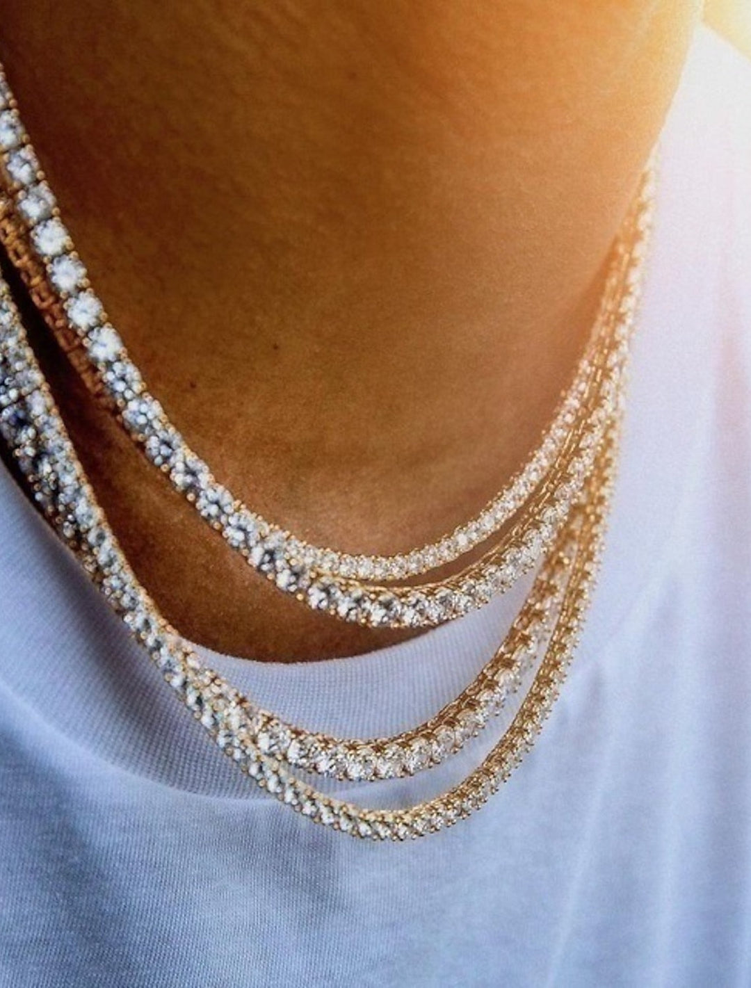 Collier cha?ne pour hommes avec strass