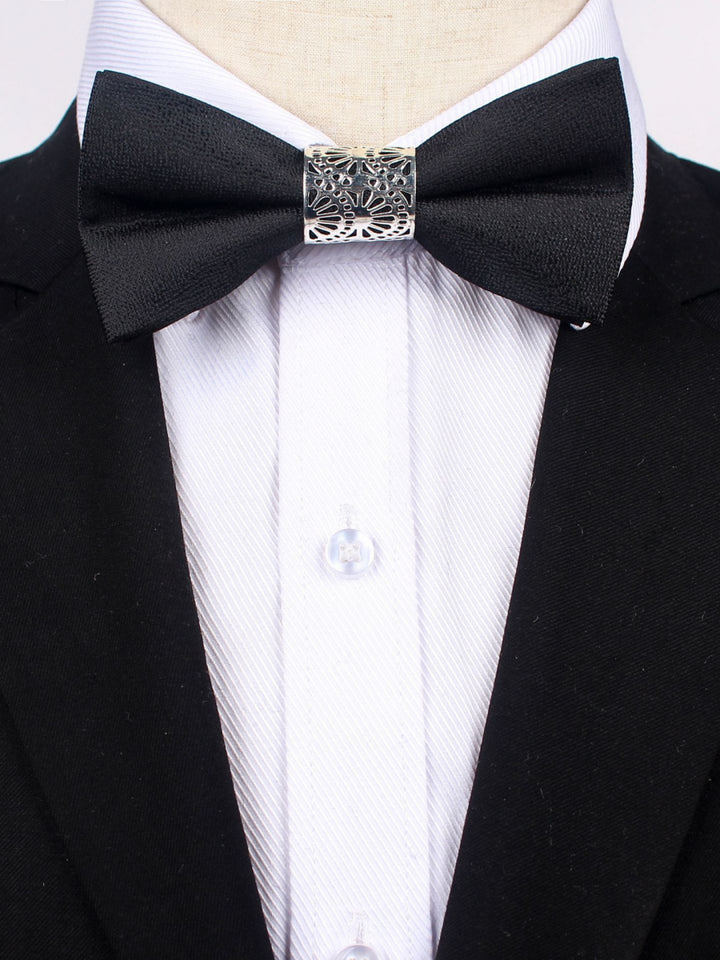Cravate De Soirée Formelle Pour Homme De Couleur Unie 2 Pièces