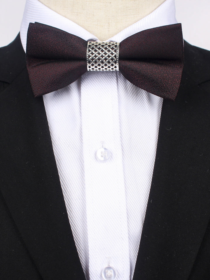 Cravate De Soirée Formelle Pour Homme De Couleur Unie 2 Pièces