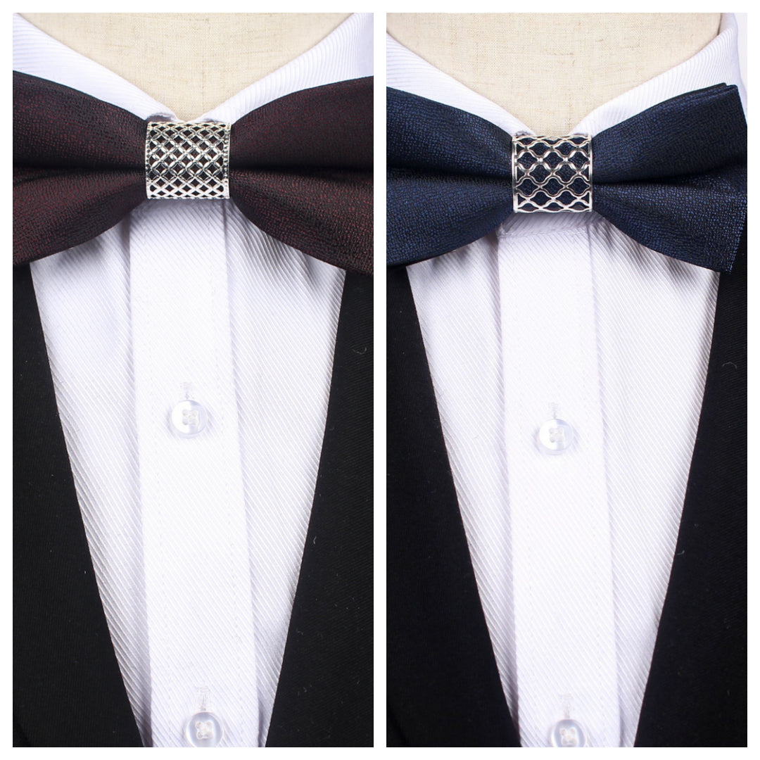 Cravate De Soirée Formelle Pour Homme De Couleur Unie 2 Pièces