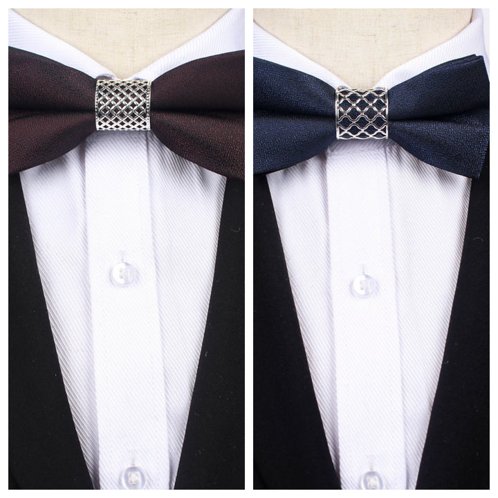 Cravate De Soirée Formelle Pour Homme De Couleur Unie 2 Pièces
