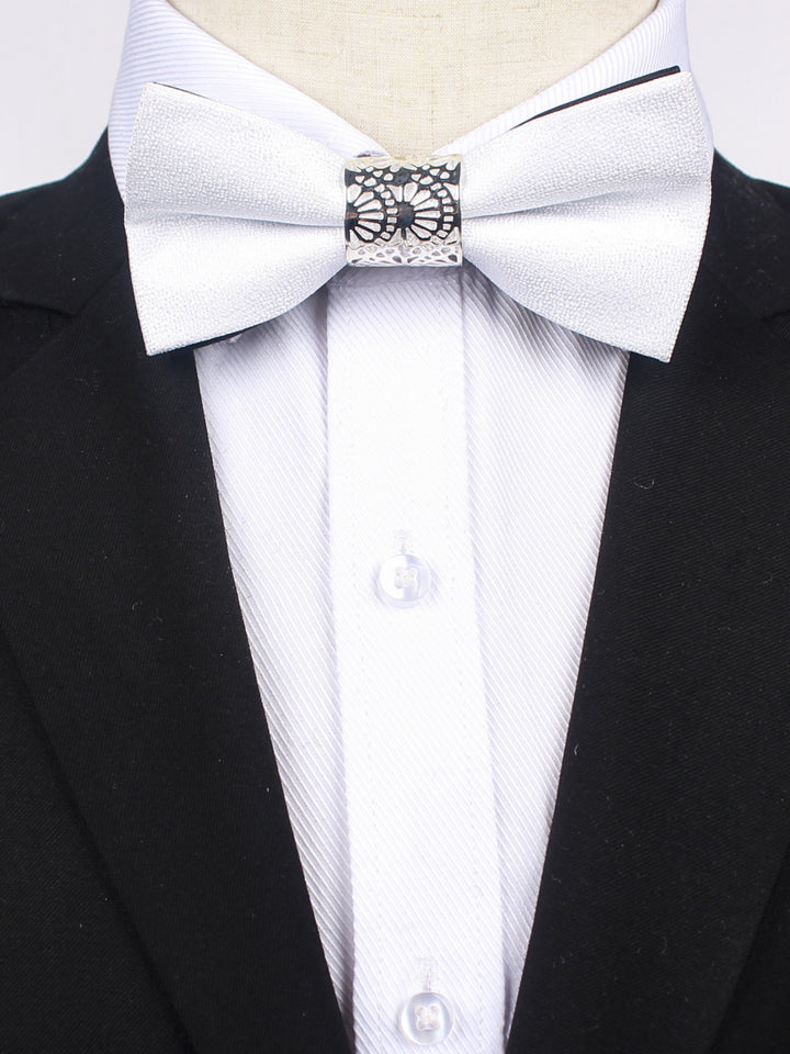 Cravate De Soirée Formelle Pour Homme De Couleur Unie 2 Pièces