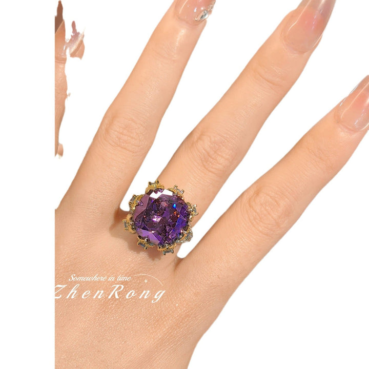 Bague De Luxe Vintage En Pierre Précieuse Avec Nid D'Oiseau Carré