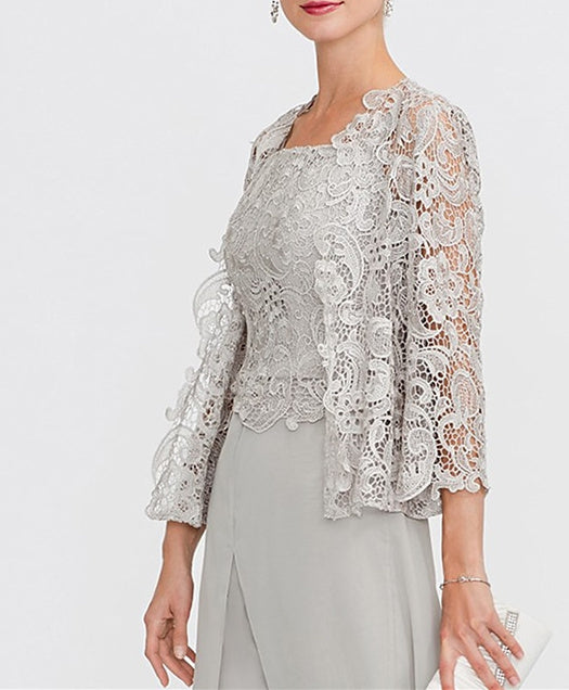 Châle/Boléro en Dentelle Florale à Manches 3/4 pour Invité de Mariage pour Femme