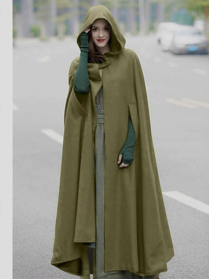 Cape Longue à Capuche Verte Foncée Vintage Médiévale pour Adulte