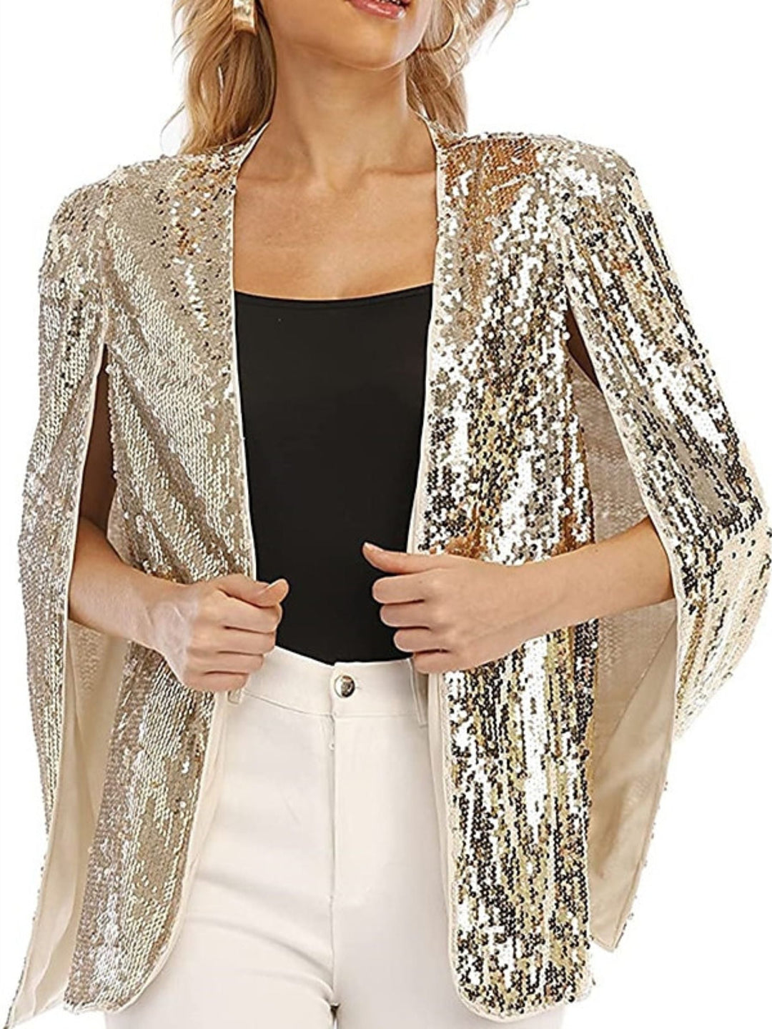 Manteaux / Vestes de Boléro à Paillettes Scintillantes à Manches Longues pour Femmes