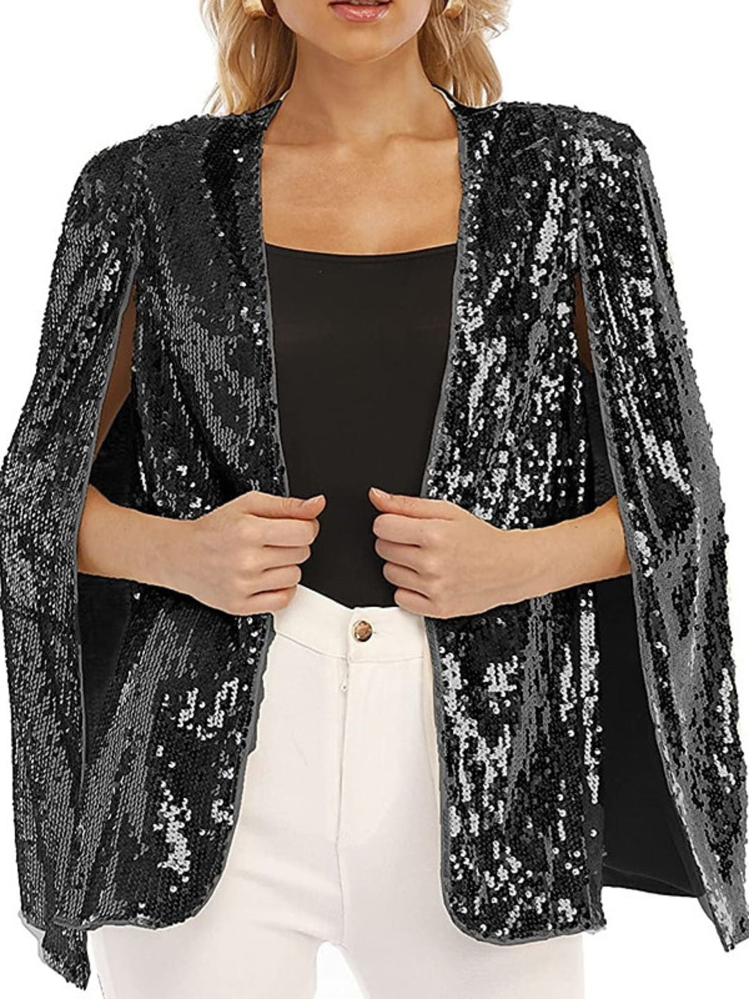 Manteaux / Vestes de Boléro à Paillettes Scintillantes à Manches Longues pour Femmes