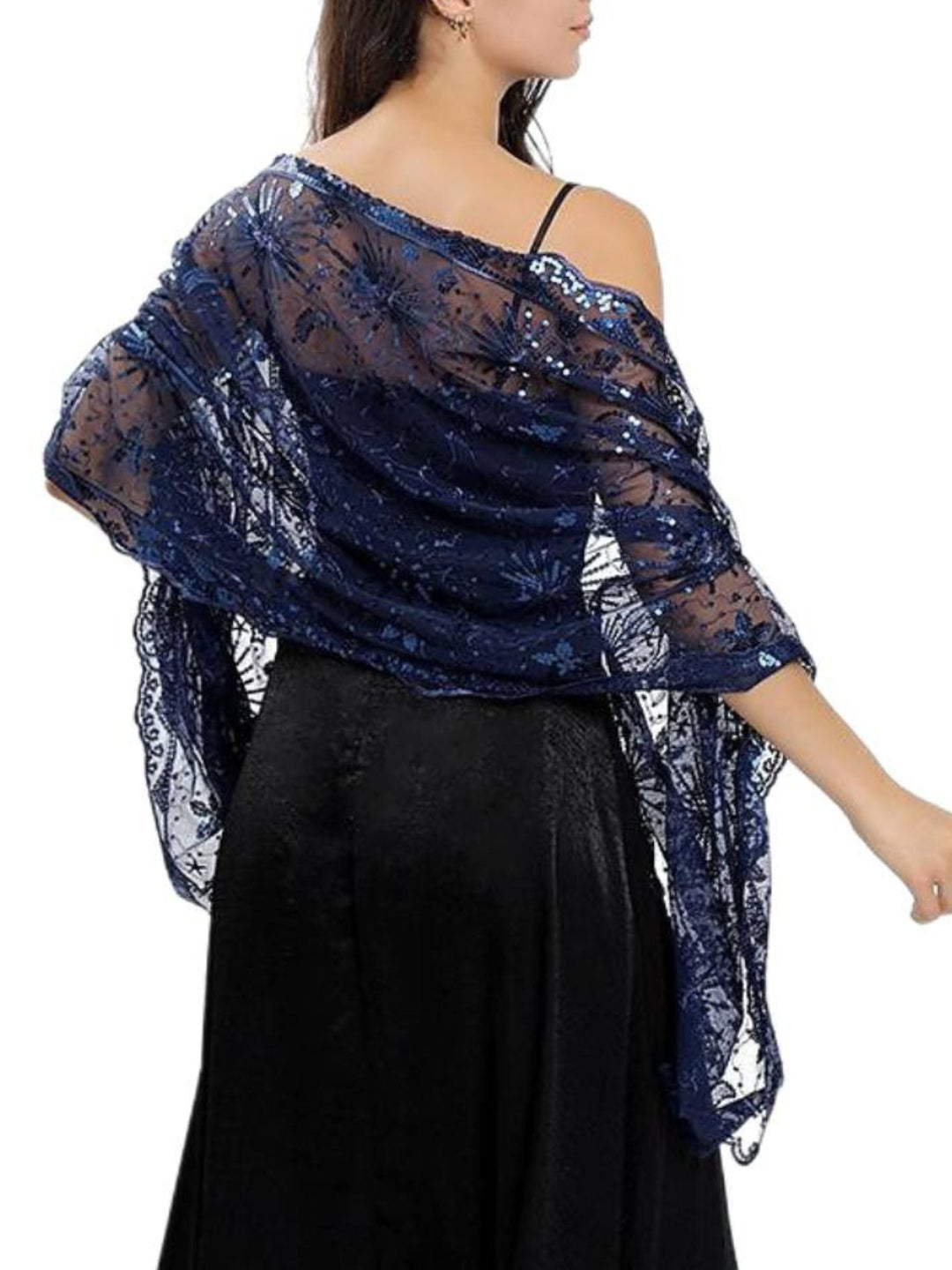 Châle de Mariage Rétro Délicat avec Broderie Étoile et Lune pour Femme
