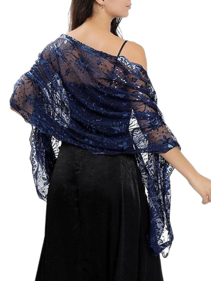 Châle de Mariage Rétro Délicat avec Broderie Étoile et Lune pour Femme