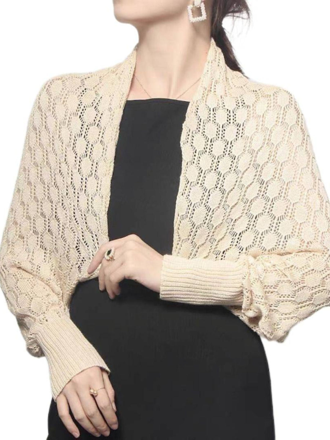Robe Portefeuille Rétro Élégante à Manches Longues en Polyester Blanc pour Femme
