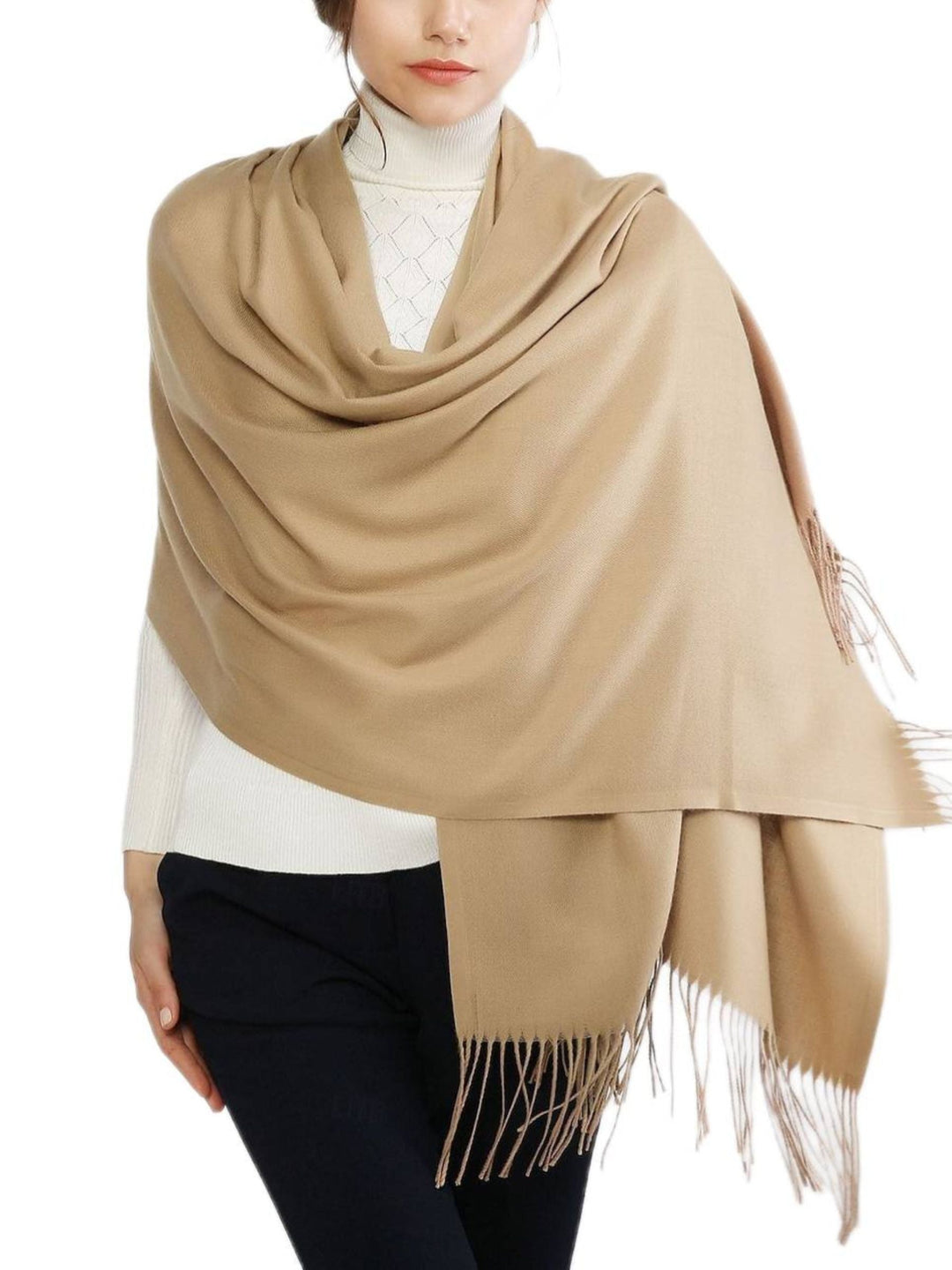 Écharpes D'Hiver Chaudes et Douces en Imitation Cachemire pour Femmes, Couleur Pure
