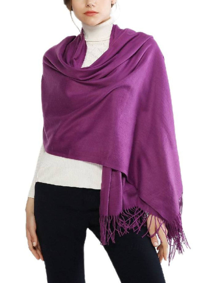 Écharpes D'Hiver Chaudes et Douces en Imitation Cachemire pour Femmes, Couleur Pure