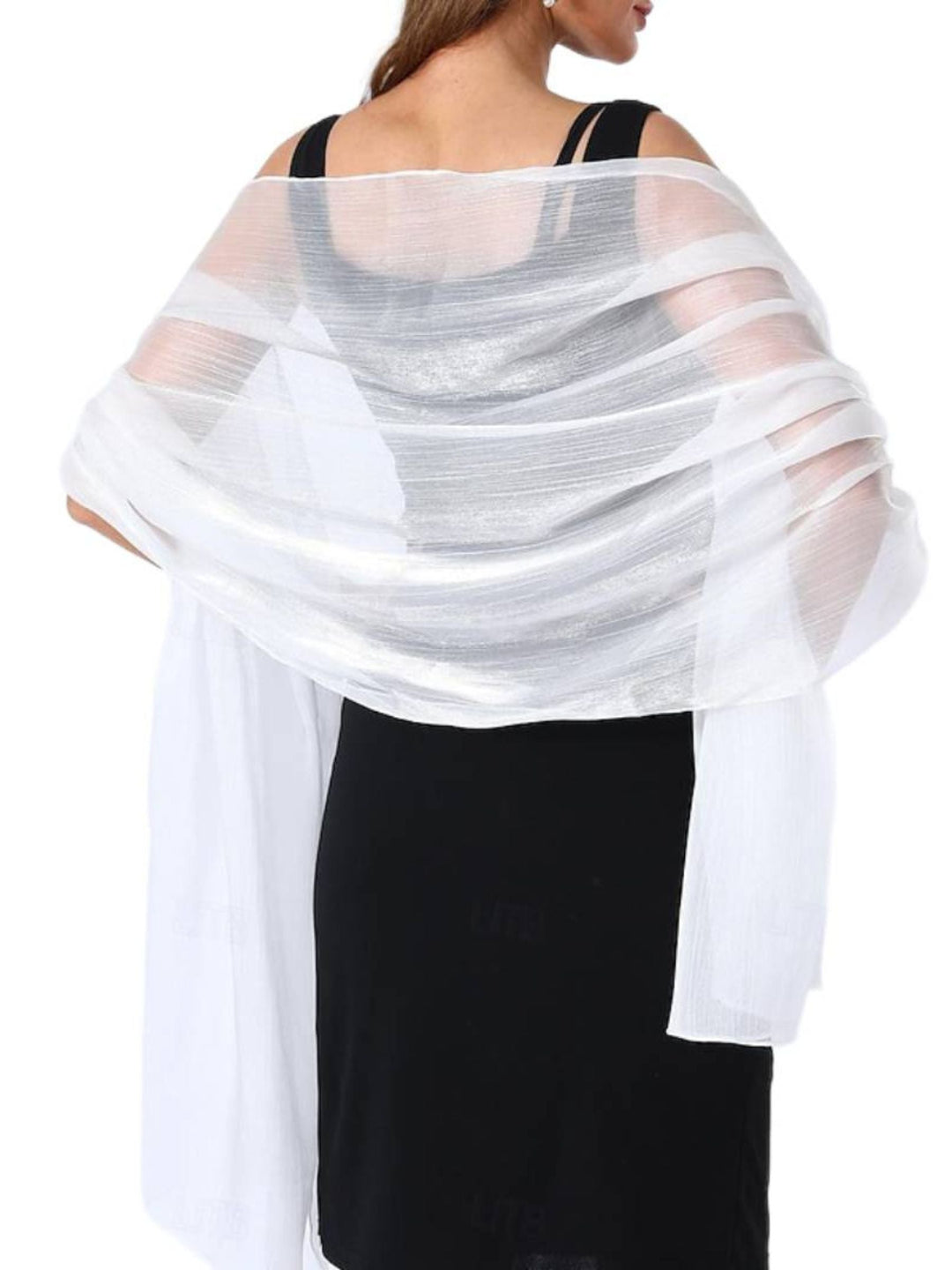 Châle Doux et Élégant en Tulle de Couleur Pure Scintillant pour Femme