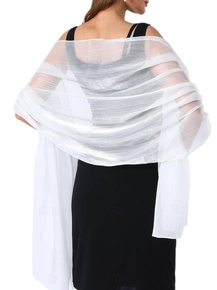Châle Doux et Élégant en Tulle de Couleur Pure Scintillant pour Femme