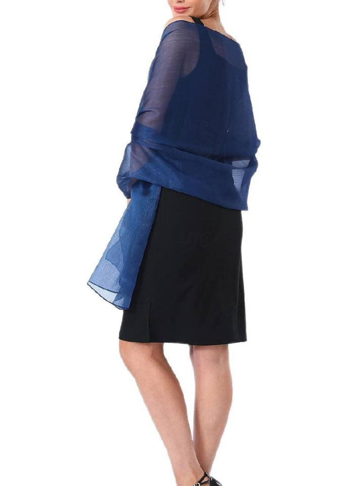 Châle Doux et Élégant en Tulle de Couleur Pure Scintillant pour Femme