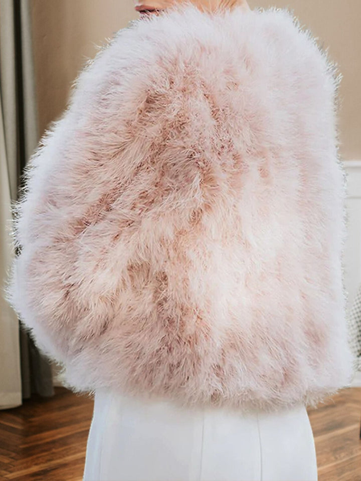 Boléro Chaud en Fausse Fourrure de Luxe Rose Perle pour Femmes®