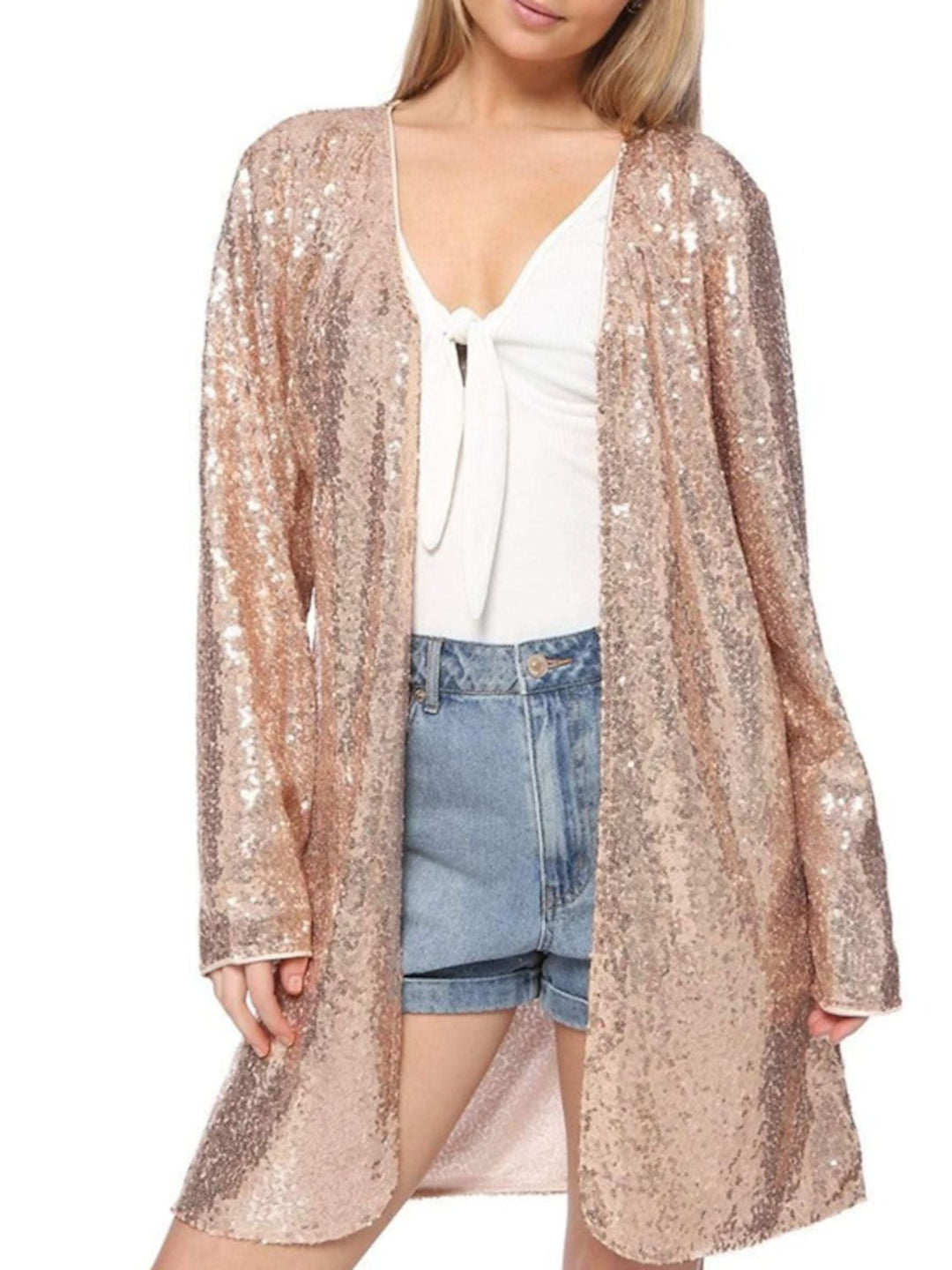 Manteaux/Vestes à Manches Longues pour Femmes, à Paillettes Scintillantes, pour Invités de Mariage