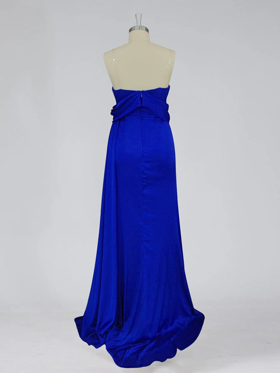 Robe de Soirée Trompette Sans Bretelles à Traîne et Épaules Dénudées