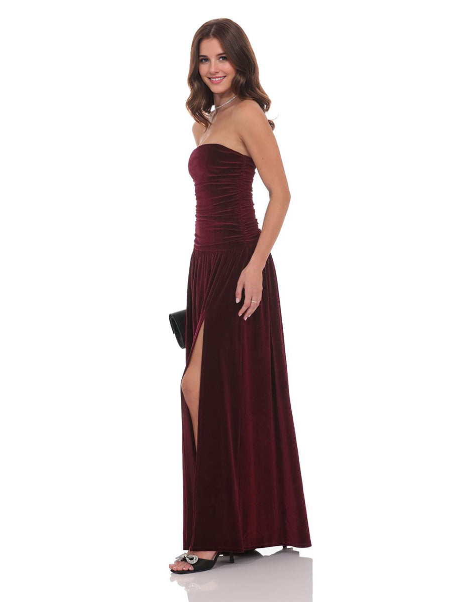 Robe A/Princesse en Velours Ruché