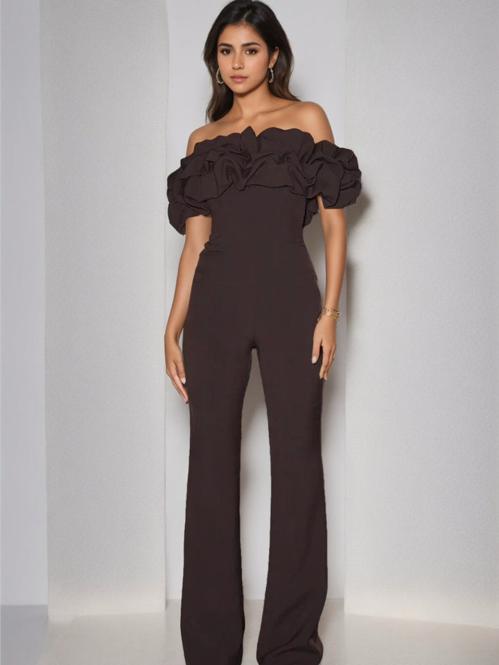 Combinaison Pantalon de Soirée Décolleté Sans Manches La Longueur du Sol